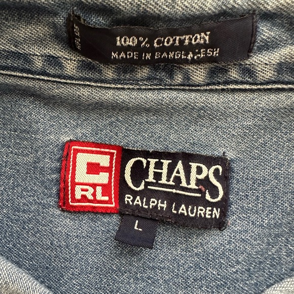 Ralph Lauren Chaps Denim Blue Button Down Shirt preppy grunge classic top - Picture 8 of 11